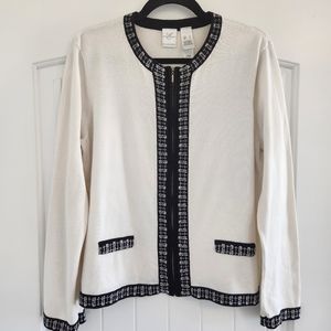 Emma & James Ivory & Black Cardigan Sweater Size Large 💖